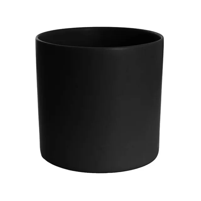 Ceramic Cylinder Pot Satin Matte Black (30x30cmH)