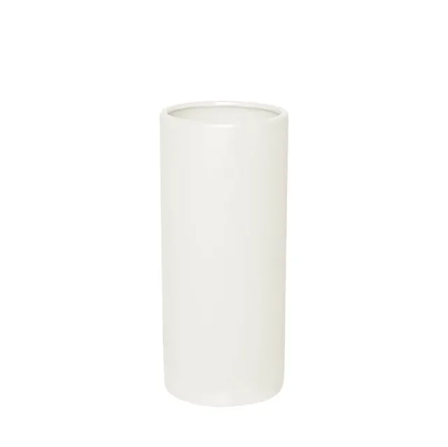 Ceramic Cylinder Pot Satin Matte White (10x25cmH)