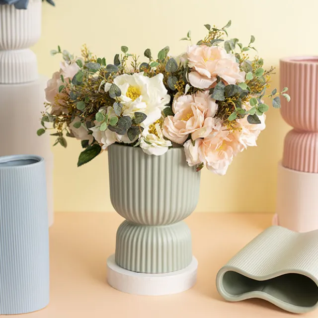 Ceramic Cyprus Egg Cup Vase Matte Sage (15Dx20cmH)