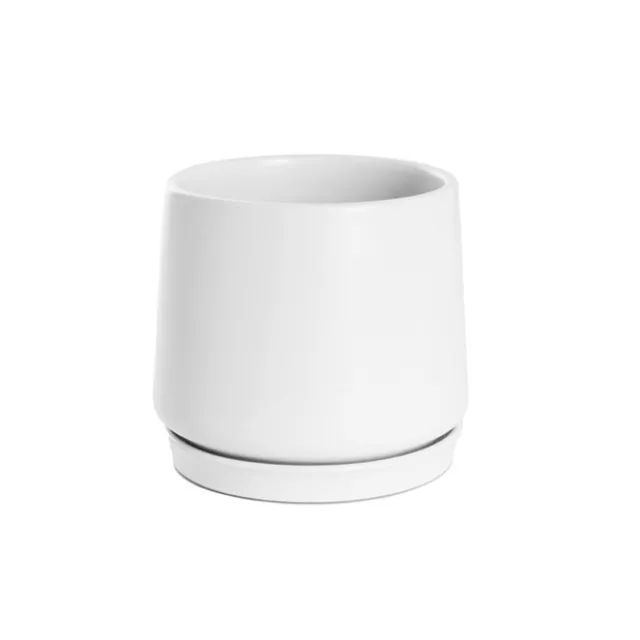 Ceramic Loreto Belly Pot & Plate Matte White (15x14cmH)