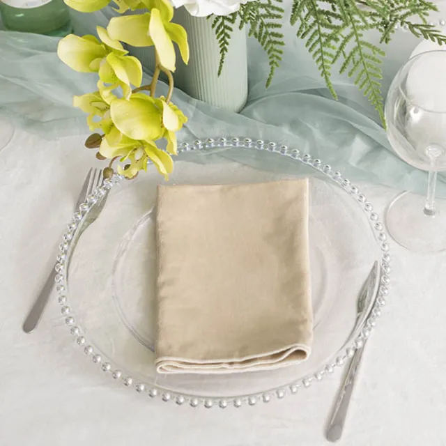 Charger Plate w Silver Beaded Edge Pack 4 Clear (32cmD)