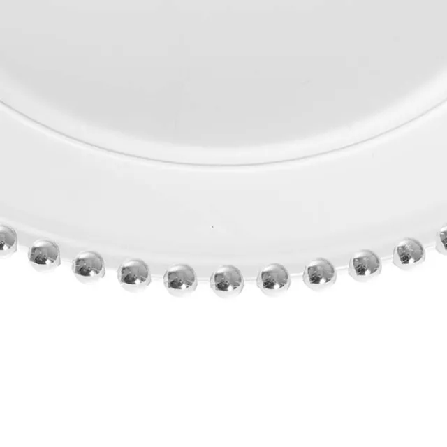 Charger Plate w Silver Beaded Edge Pack 4 Clear (32cmD)