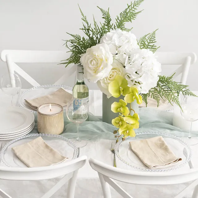 Charger Plate w Silver Beaded Edge Pack 4 Clear (32cmD)