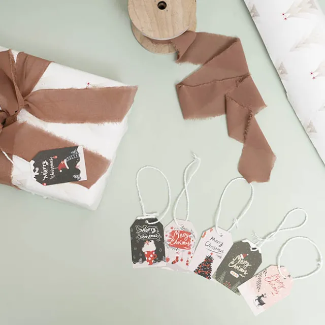 Christmas Gift Tags 6 Contemporary Designs Pk48 (5x8cmH)