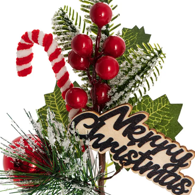 Christmas Snow Pine Berry Candy Pick Red Pack 3 (25cmH)