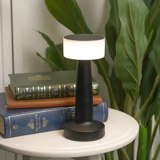Cordless Designer LED Table Lamp Matte Black (21cmH)