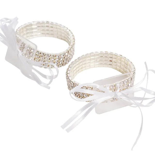 Corsage Diamante Bracelet w Ribbon Pack 2 (8cmLx1.7cmH)