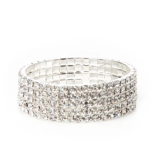 Corsage Wrist Bracelet Diamante x 5 Strand Clear