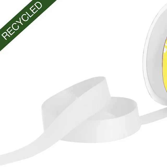 Cotton Ribbon Recycled rPET Material Warm White (25mmx25m)