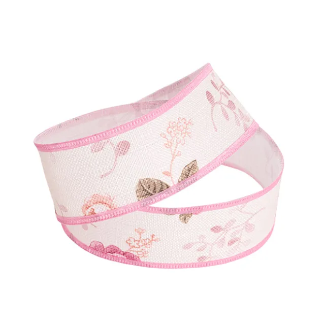Cotton Ribbon Vintage Floral Flowers Dark Pink (38mmx10m)