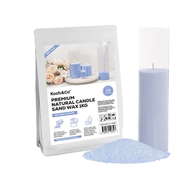 Crystal Natural Candle Sand Wax with 40 Wicks Soft Blue 1kg