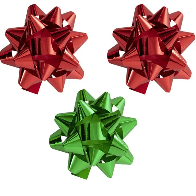 Curling Ribbon & Bows Gift Wrap Finish Set Gold Red & Green