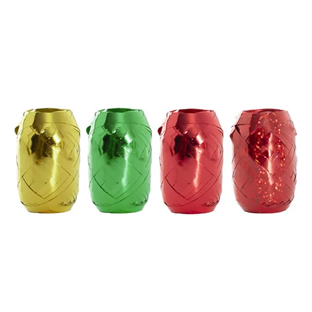 Curling Ribbon & Bows Gift Wrap Finish Set Gold Red & Green