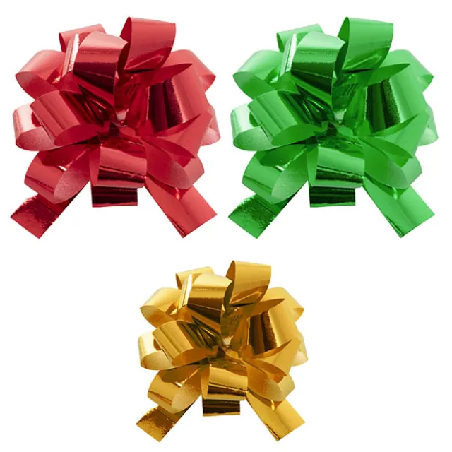 Curling Ribbon & Bows Gift Wrap Finish Set Gold Red & Green
