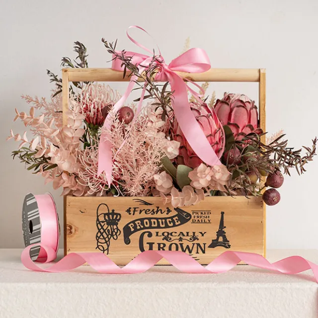 Ribbon Satin Deluxe Double Faced Mid Pink (25mmx25m)