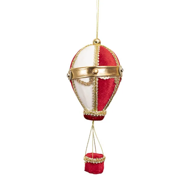 Hanging Hot Air Balloon Pack 2 Red & White (7x18cmH)
