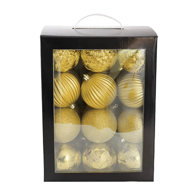 Decorative Assorted Hanging Baubles Set 24 Gold (8cmD)