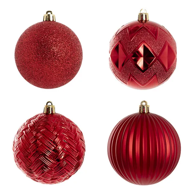 Decorative Assorted Hanging Baubles Set 24 Red (8cmD)
