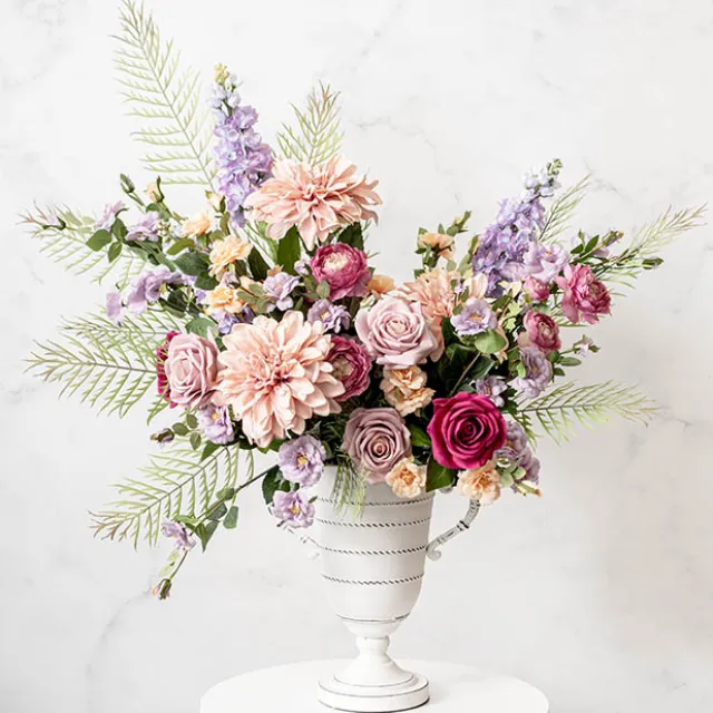 Decorative Flute Metal Vase Antique White (30.5x24x35.5cmH)