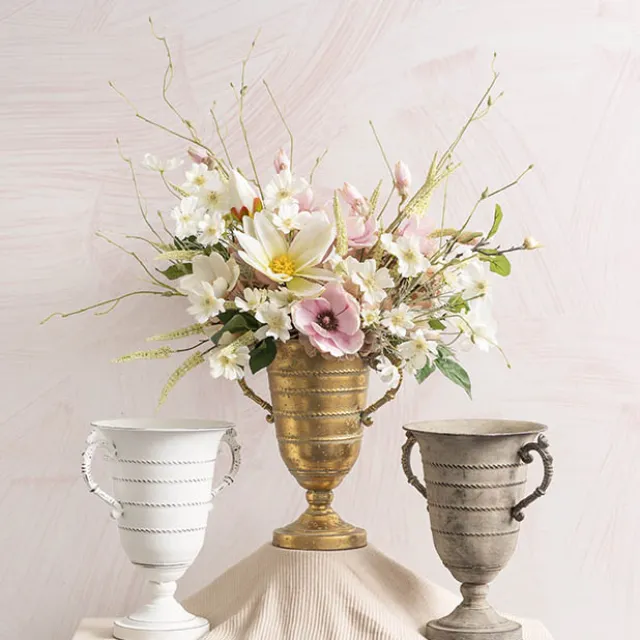 Decorative Flute Metal Vase Brushed Gold (30.5x24x35.5cmH)