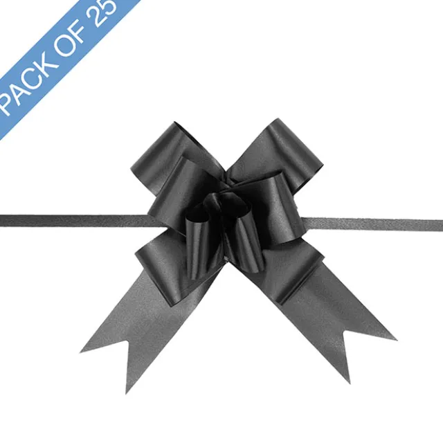 Ribbon Pull Bow Black (32mmx53cm) Pack 25