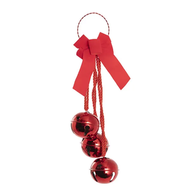 Door Hanger Metal Bells w Bow Red (8x46cmH)