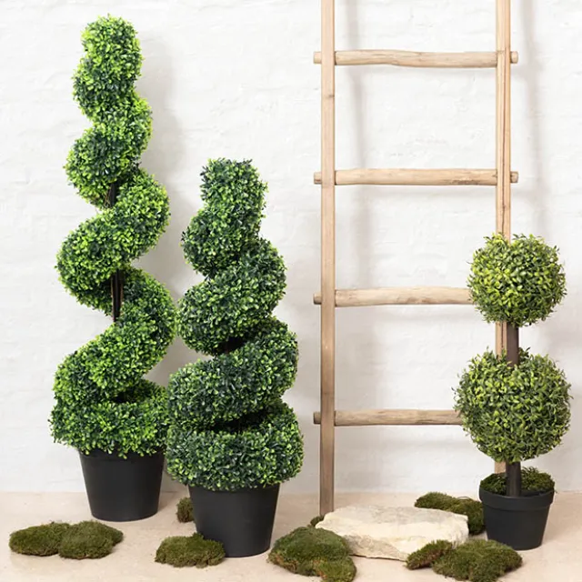 Topiary Spiral Tree Boxwood UV Resistant Green (90cmH)