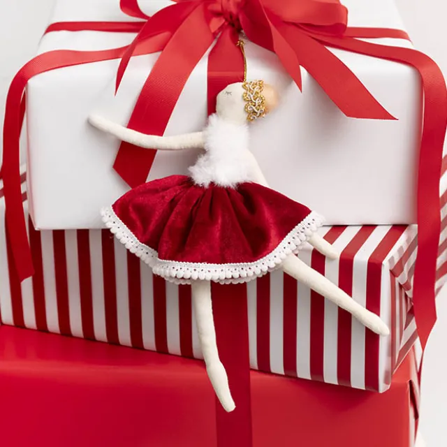 Hanging Dancing Ballerina Dark Red (22x19cmH)