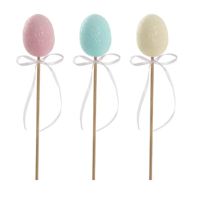 Easter Egg Picks Set 6 Pink Blue Cream (5cmDx25cmH)