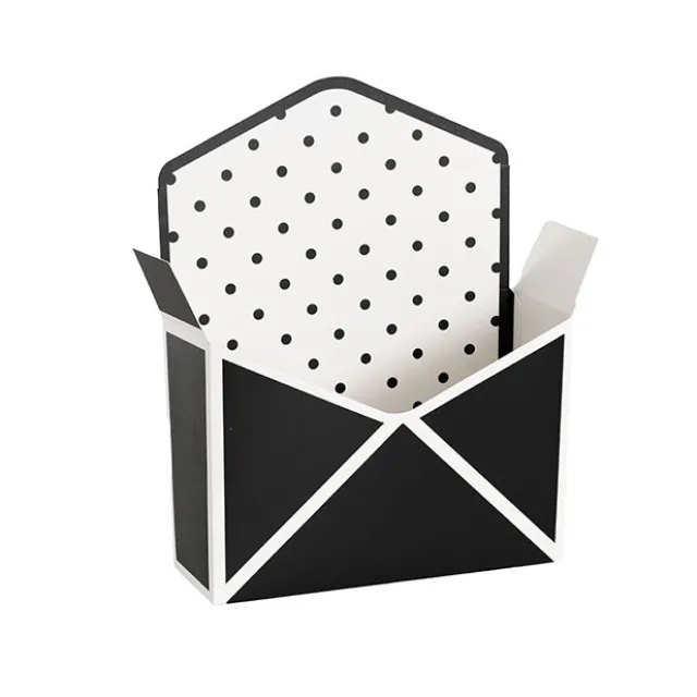 Envelope Flower Box Large Spots Black Pack 5 (23Lx8Dx16cmH)