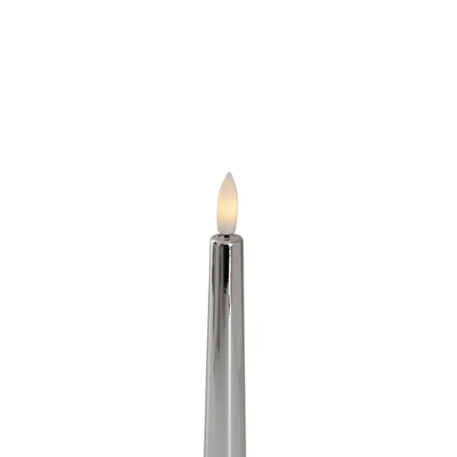 Event LED Trueflame Taper Candle Chrome 2 Pack (2.2x22.5cmH)