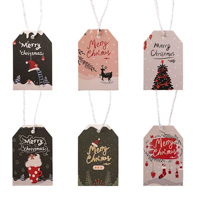 Christmas Gift Tags 6 Contemporary Designs Pk48 (5x8cmH)