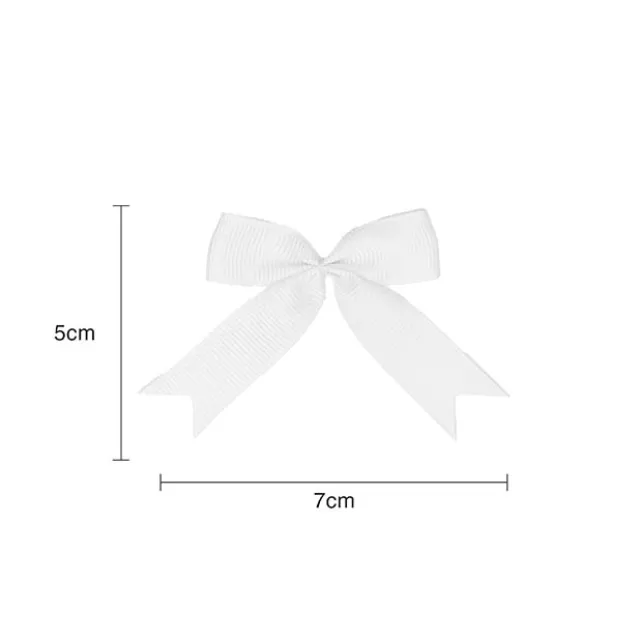 Pre-Made Ribbon Bow Grosgrain White Pack 24 (15mmx5cm)