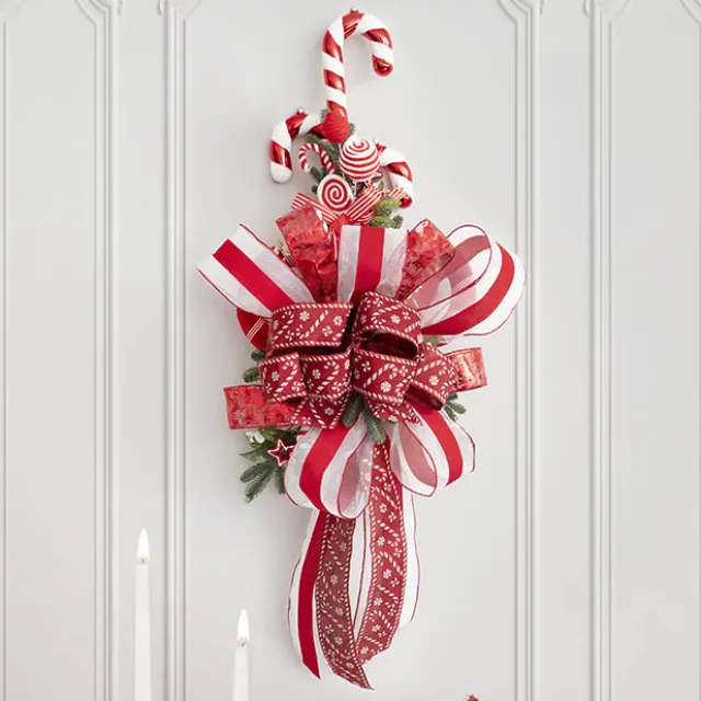 Large Hanging Swirly Candy Cane Red (18.5x4x39.5cmH)