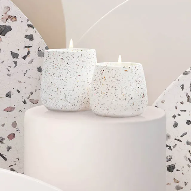Scented Candle Terrazzo Vanilla White Large 100g (9.8x10cmH)