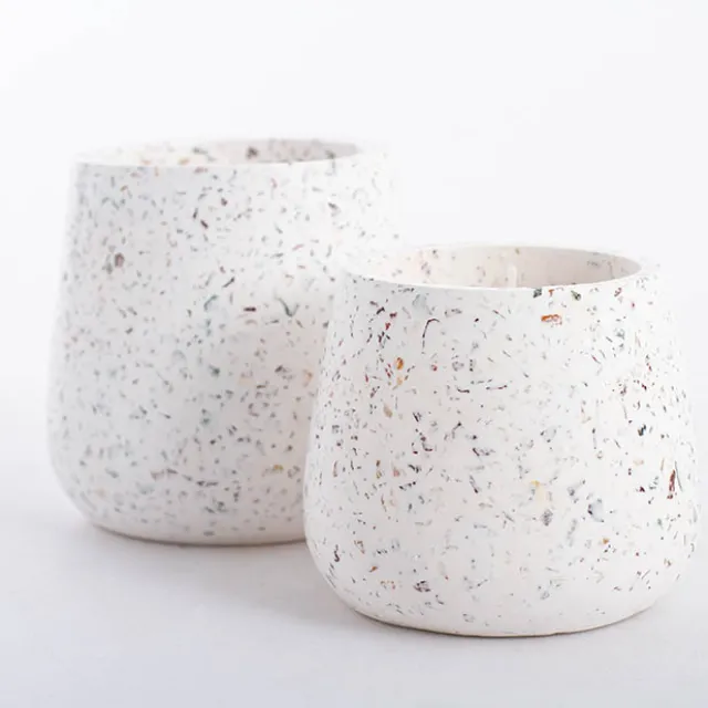 Scented Candle Terrazzo Vanilla White Large 100g (9.8x10cmH)