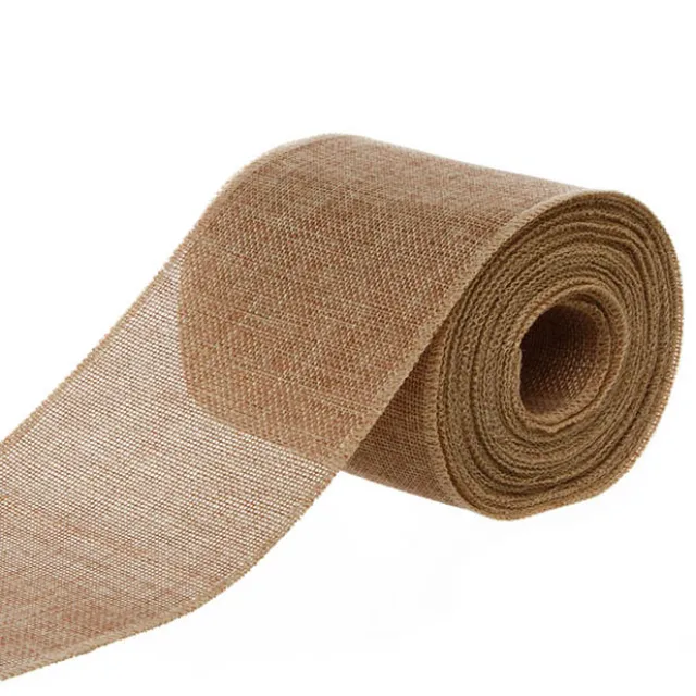 Faux Jute Ribbon Sewn Edge Natural (100mmx10m)
