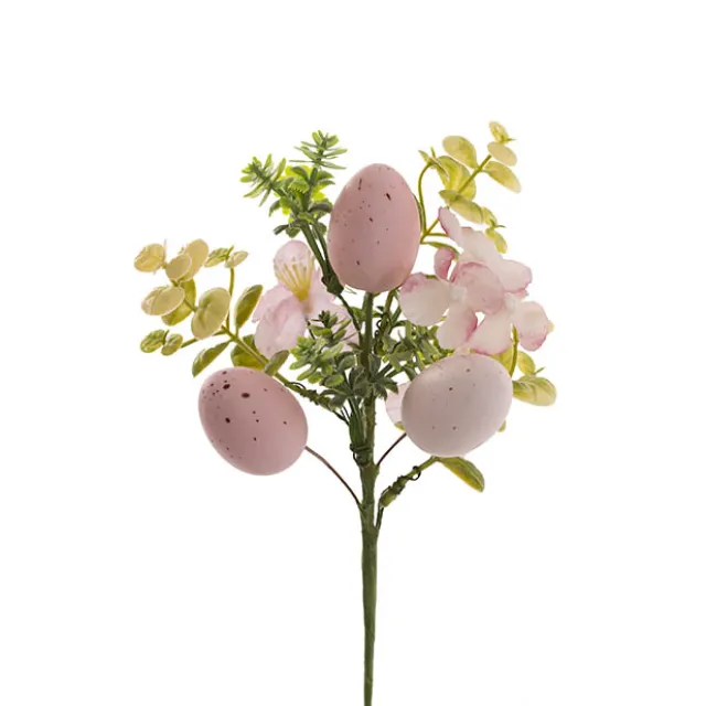 Decorative Easter Egg Pick w Flowers Pink (25cmH)