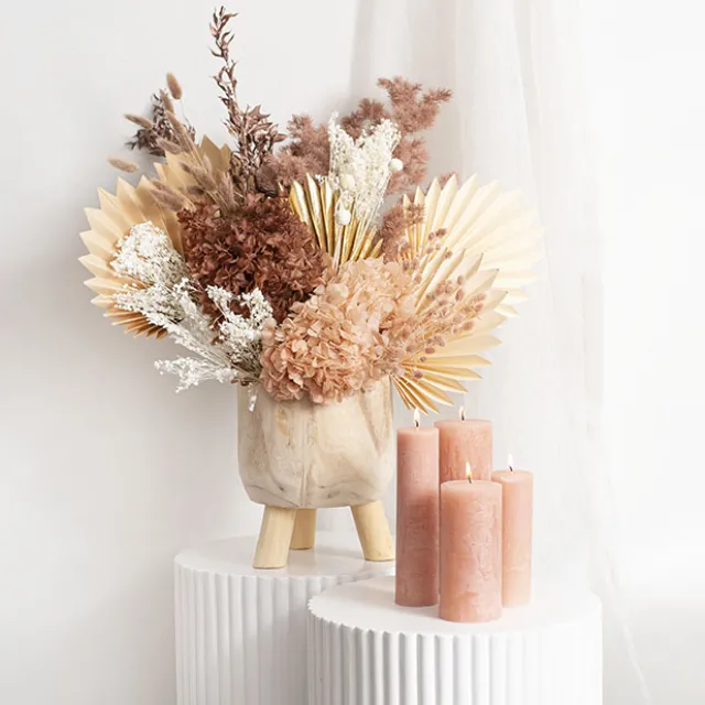 Fleur Pillar Candle Peach (5x20cmH)