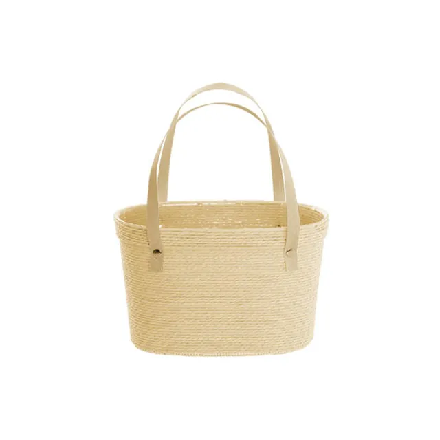 Flower Carry Paper Rope Basket & Liner Natural (18x9x13cmH)