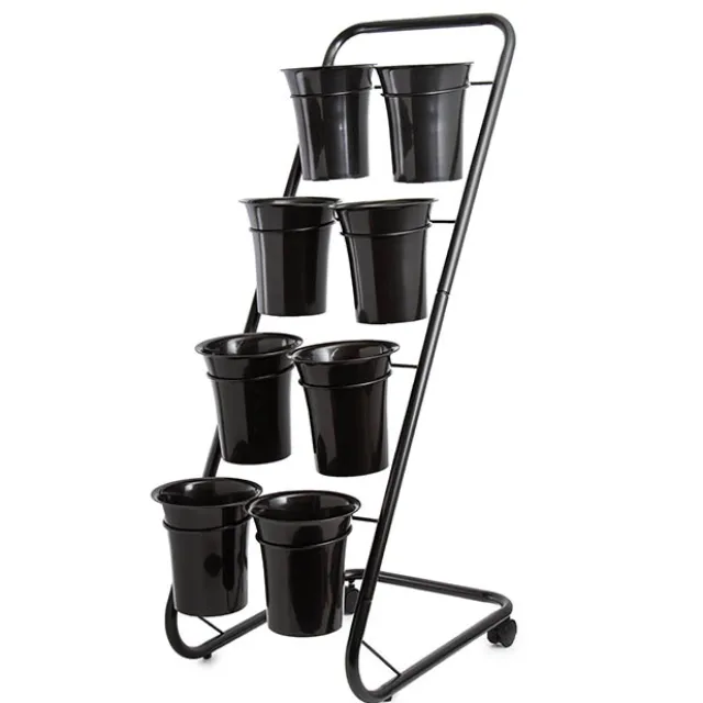 Flower Display Stand 8 Plastic Buckets Black (41X70x135cmH)