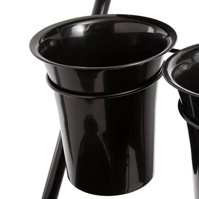 Flower Display Stand 8 Plastic Buckets Black (41X70x135cmH)