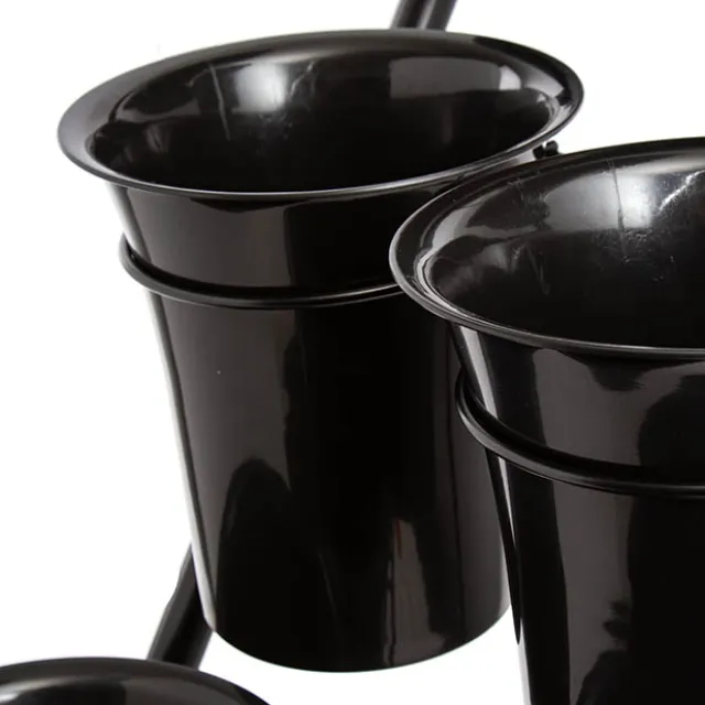 Flower Display Stand 8 Plastic Buckets Black (41X70x135cmH)