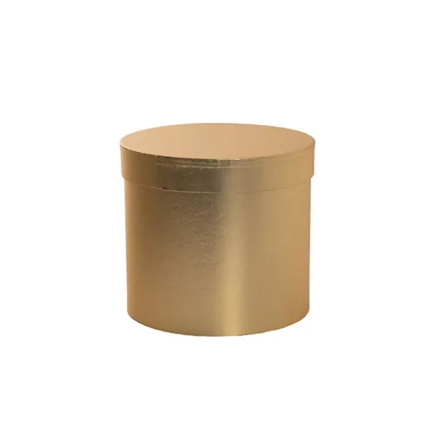 Flower Gift Hat Box Round Luxmas Gold (15cmWx13.5cmH)
