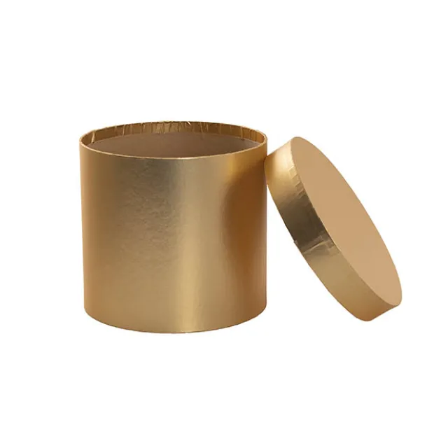 Flower Gift Hat Box Round Luxmas Gold (15cmWx13.5cmH)