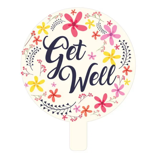 Foil Balloon 9" (22.5cmD) Air Fill Round Frangipani Get Well
