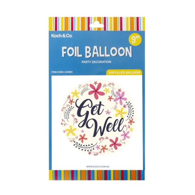 Foil Balloon 9" (22.5cmD) Air Fill Round Frangipani Get Well