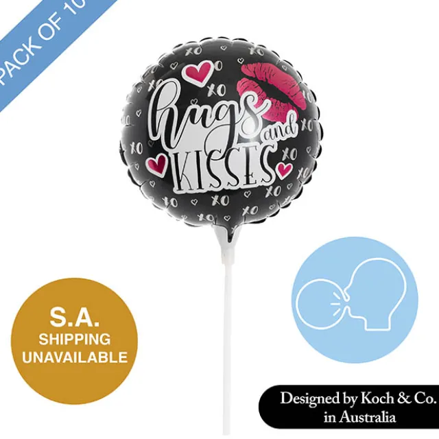 Foil Balloon 9" (22.5cmD) Pack 10 Hugs and Kisses