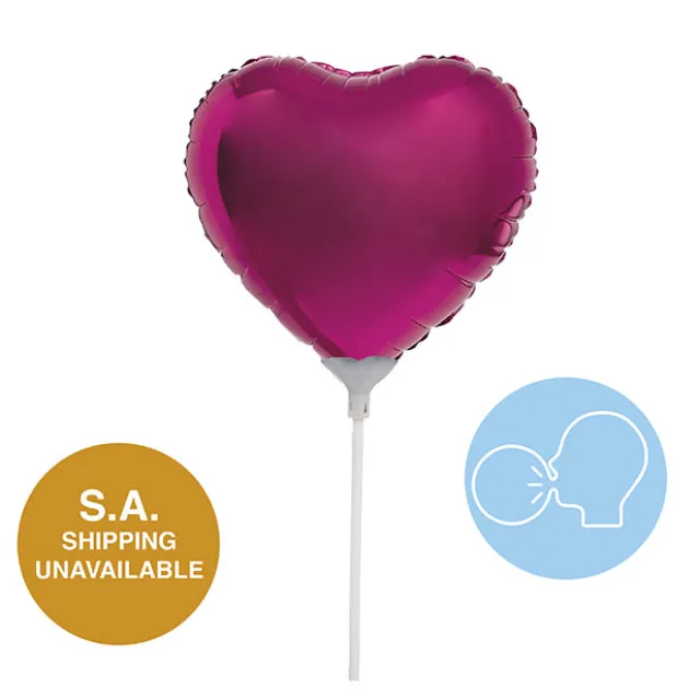 Foil Balloon 9" (22.5cmD) Pack 10 Love Heart Hot Pink