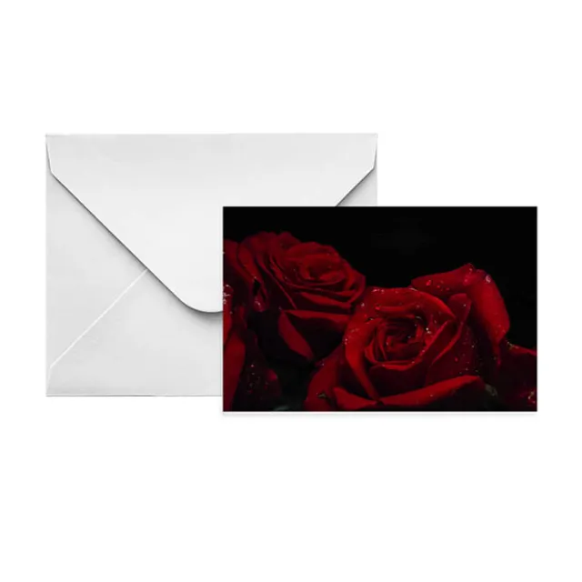 Gallery Gift Card & Envelope Deep Red Roses Pk25 (10x6.5cmH)
